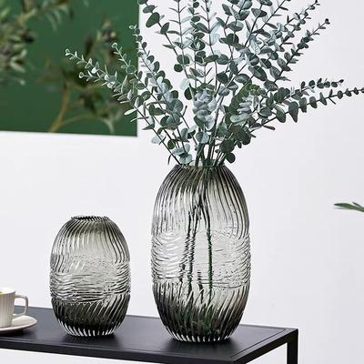 色料玻璃花瓶透明干花插花现代简约茶几餐桌软装饰品家居客厅摆件