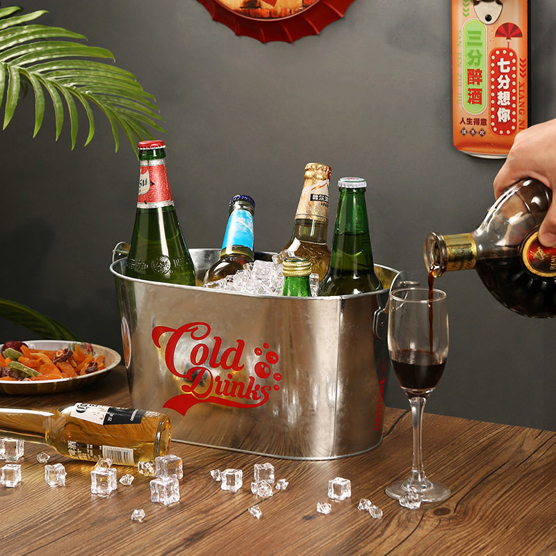 创意加大椭圆铁艺冰桶啤酒桶酒吧冰镇香槟家用商用高档户外冰块桶