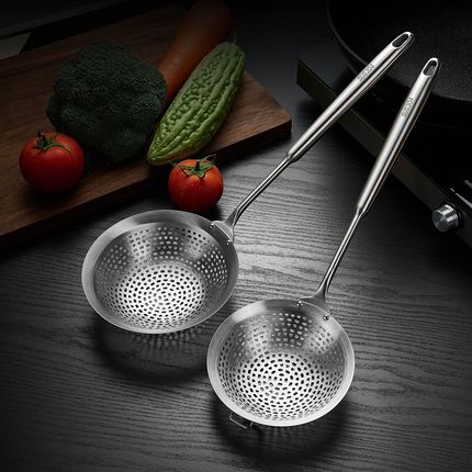 加厚不锈钢大漏勺过滤勺大号油炸过滤网网漏笊篱沥油勺