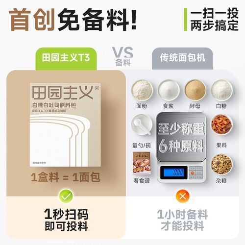 【首发】田园主义T3面包机全自动智能家用和面发酵揉面多功能烘培