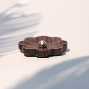 木质创意八瓣梅香插 线香禅意香道茶道香碟香托客厅 线香底座中式