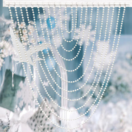 婚庆珍珠串珠链婚礼行云流水吊顶舞台背景装饰珍珠帘水波帘拱门帘