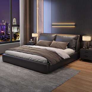 批意式轻奢床现代简约主卧大气1米8双人床极简卧室储物婚