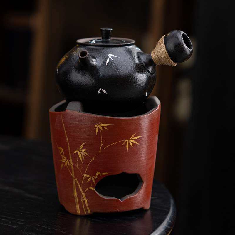 大岸堂陶壶泡茶小茶壶侧把壶家用温茶套装酒精炉便携煮茶壶煮茶器
