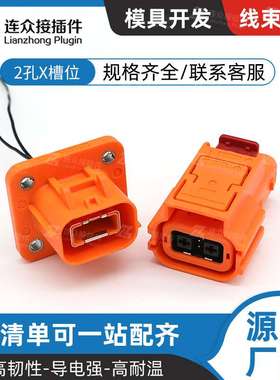 FHV201201TX-04S01K 2孔新能源电动汽车高压连接器X槽位防水插头