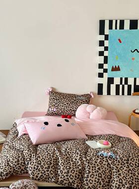 2025新款100支全棉豹纹系列heip豹纹四件套 1.5m床单款四件套 hei