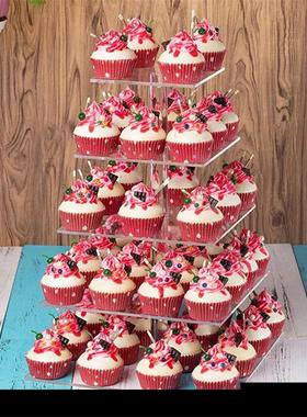5层方形亚克力蛋糕展示架婚礼Party 水果摆放架蛋糕架 cake stand