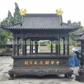 大型铸铁铸铜烧香炉寺庙摆件方形带顶子圆形带顶子香炉圆形塔炉