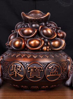 办公室桌元宝聚宝盆纯彩铜摆件 电视柜客厅装饰工艺品家装摆设