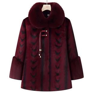 2026新款妈妈冬装加绒加厚中长款棉衣外套中老妈水貂绒保暖大