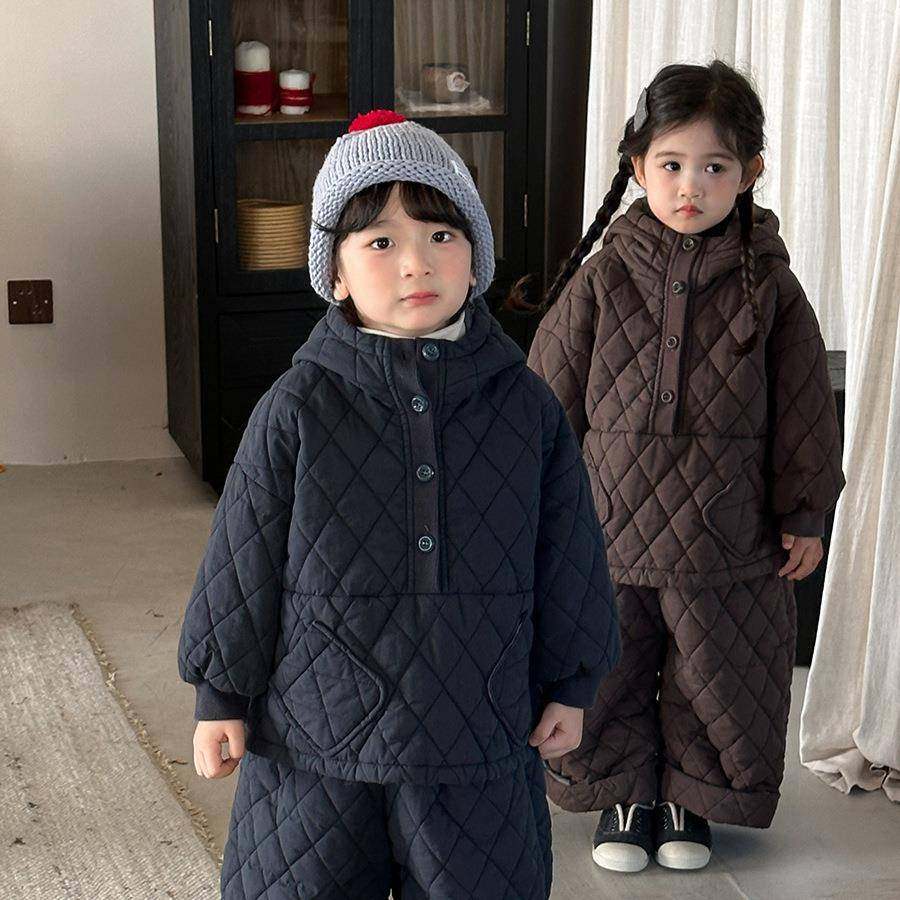 2026新款佳叶童品儿童冬季绗棉连帽卫衣男女宝宝加厚阔腿裤两,童装/婴儿装/亲子装,儿童运动套装,淘宝优惠券,粉丝福利购,淘宝优惠卷