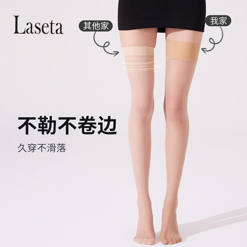 薄款无硅胶高弹防卷边过膝大腿袜