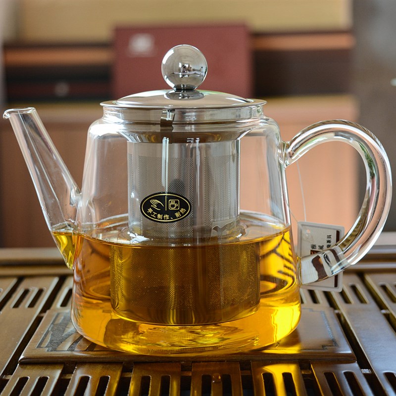 雅风耐高温玻璃茶壶大容量花茶壶家用普洱红茶壶不锈钢过滤泡茶壶