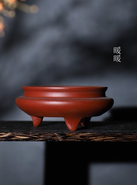 仿古束口浅圆盆四色可选 精品紫砂微型花盆盆景盆