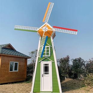 山东无穷大景观制作锕大型白色木质巨型室外金属转动七彩落地风车