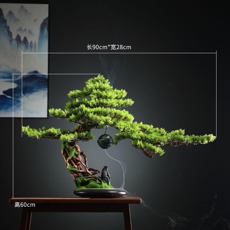 客厅植物盆景室内复古迎客松绿植盆栽大型假树桌面微景观装饰摆件