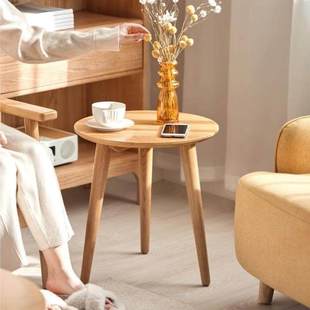 环保全实木圆桌 稳固承重 家用餐厅小户型原木吃饭桌无异味