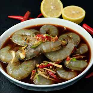 丹东生呛大虾泰式无皮虾柠檬虾夹馅大虾即食海鲜生卤虾开背去虾线