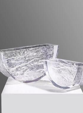 现代轻奢高端花瓶摆件亚克力花器小干花艺透明样板间餐桌客厅摆设