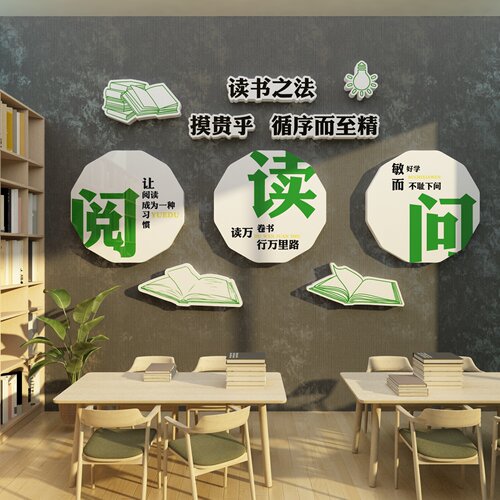 图书角绘本馆墙面布置自习览室书吧装饰班级文化阅读区教室环创贴