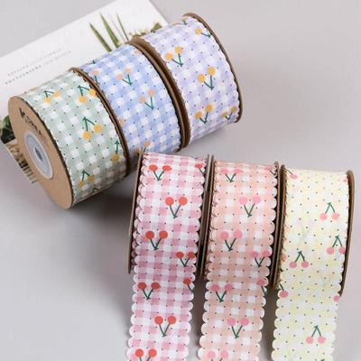 横竖纹斑点樱桃印刷织带 DIY蝴蝶结发饰领花礼帽装饰花边拼色格子