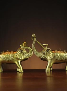 铜大象黄铜元宝如意象吸水象家居办公室桌面礼品摆件元宝象如意象