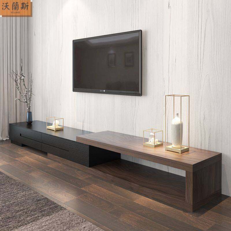 胡桃色意式轻奢简约风电视柜伸缩落地家用客厅现代极简约电视柜,住宅家具,电视柜,淘宝优惠券,粉丝福利购,淘宝优惠卷