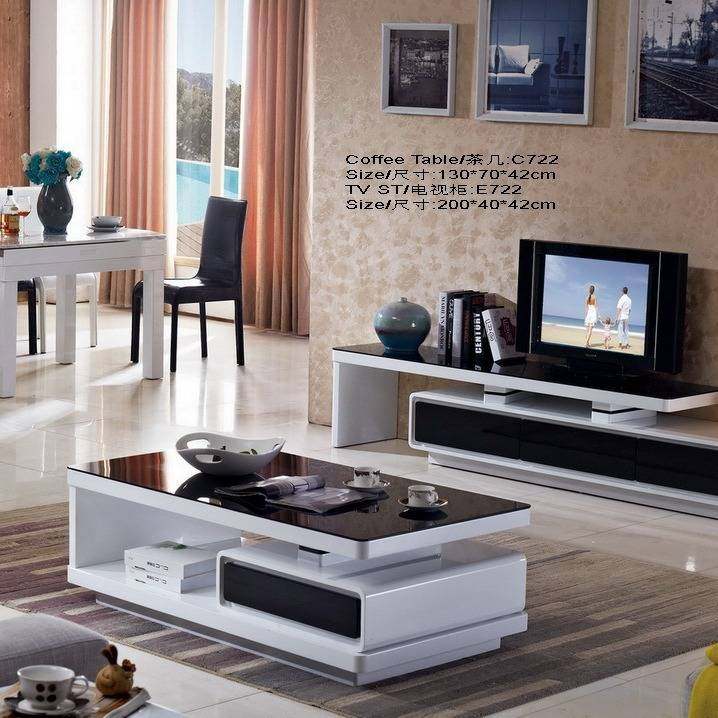 时尚简约白色烤漆钢化玻璃茶几电视柜 可拉伸缩板式茶几地柜组合,住宅家具,电视柜,淘宝优惠券,粉丝福利购,淘宝优惠卷