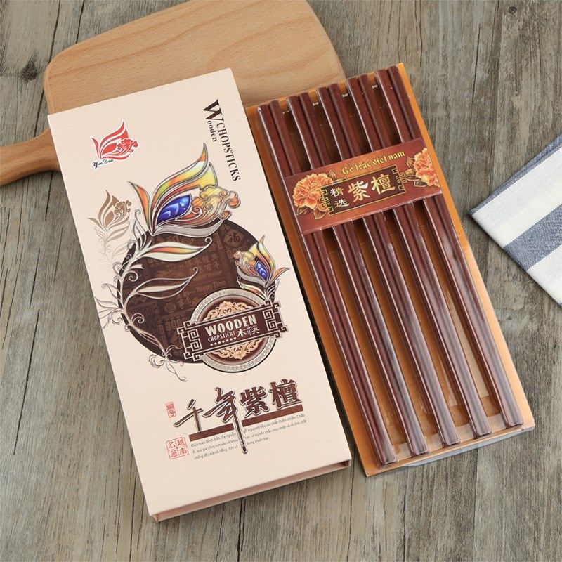 越南黄花梨木筷子家用实木高档红木筷子10双木质无漆无蜡防滑防霉