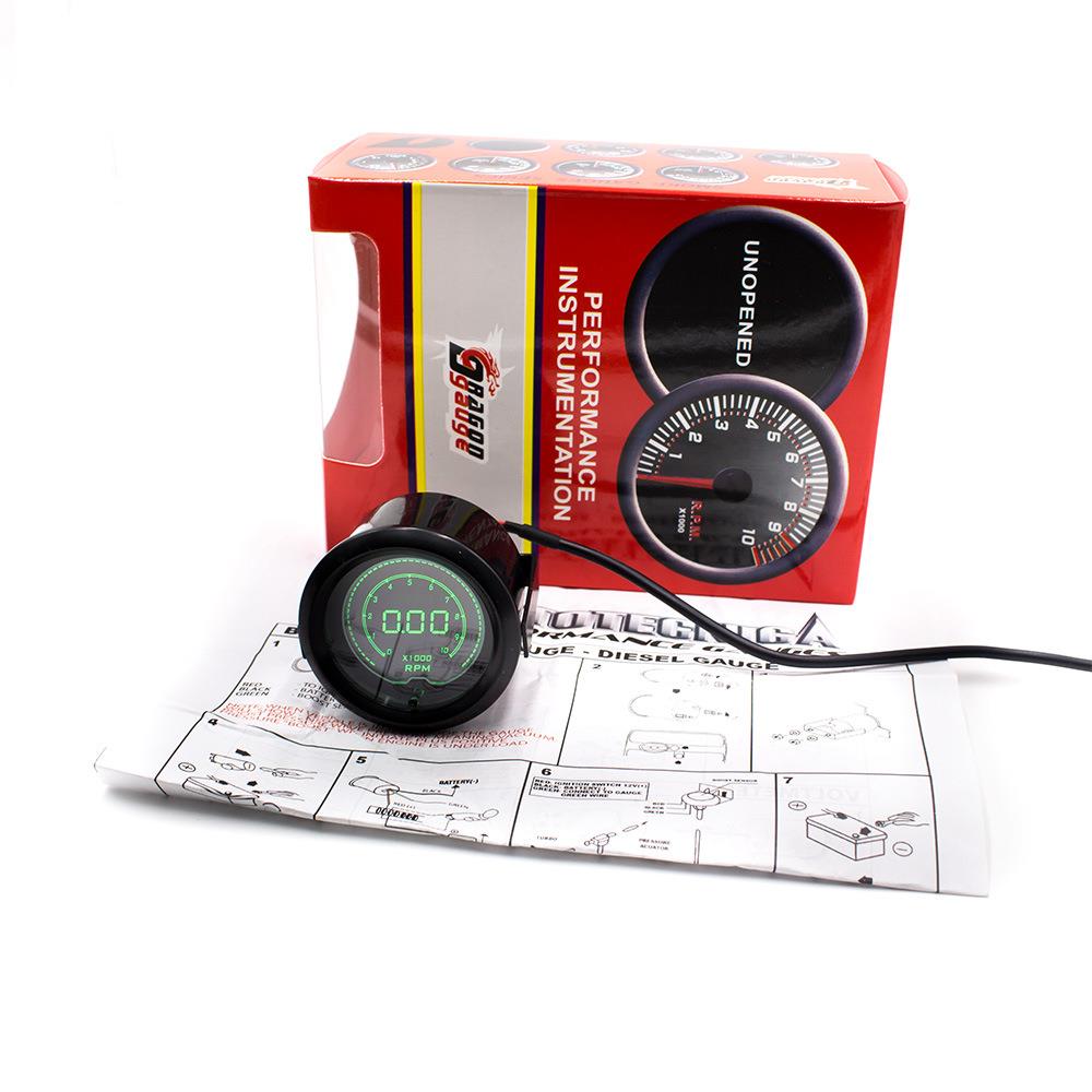 汽车改装EVO转速表2寸52mm0-10000RPM LED数显7色背景灯转速仪表