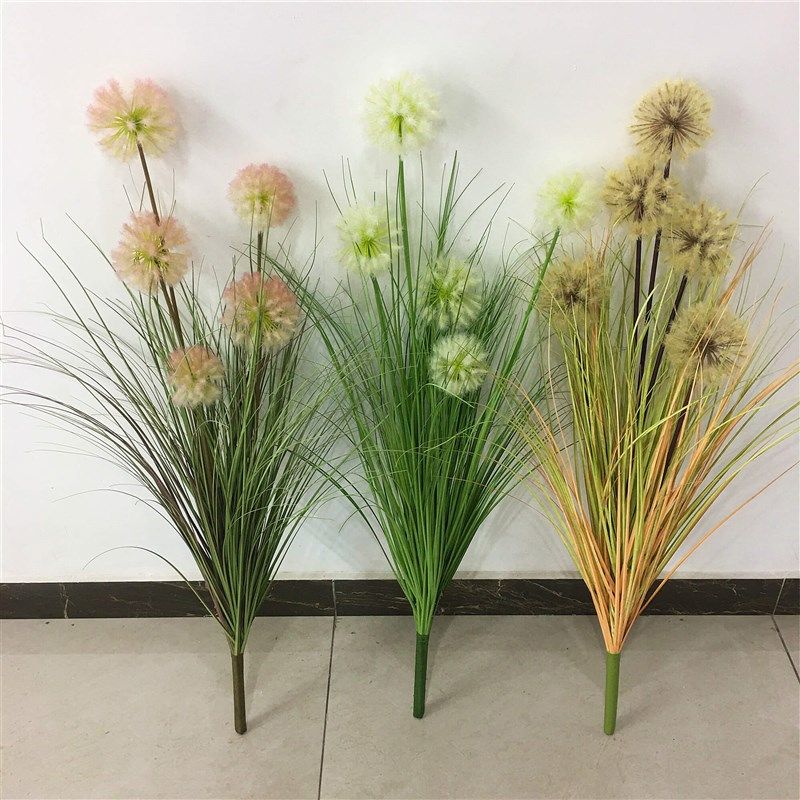 大把束蒲公英仿真花球客厅门楣落地装饰干花假花粉色毛绒花卉摆放