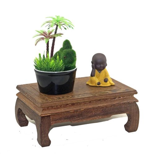 实木奇石底座鸡翅木雕摆件方形花盆景佛性花瓶石头工艺品木质底座