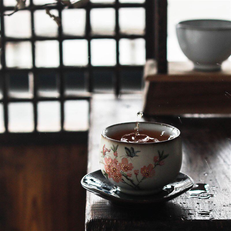 独清 汝窑纯手工主人杯 陶瓷品茗杯单个功夫茶具男女大号手绘茶杯
