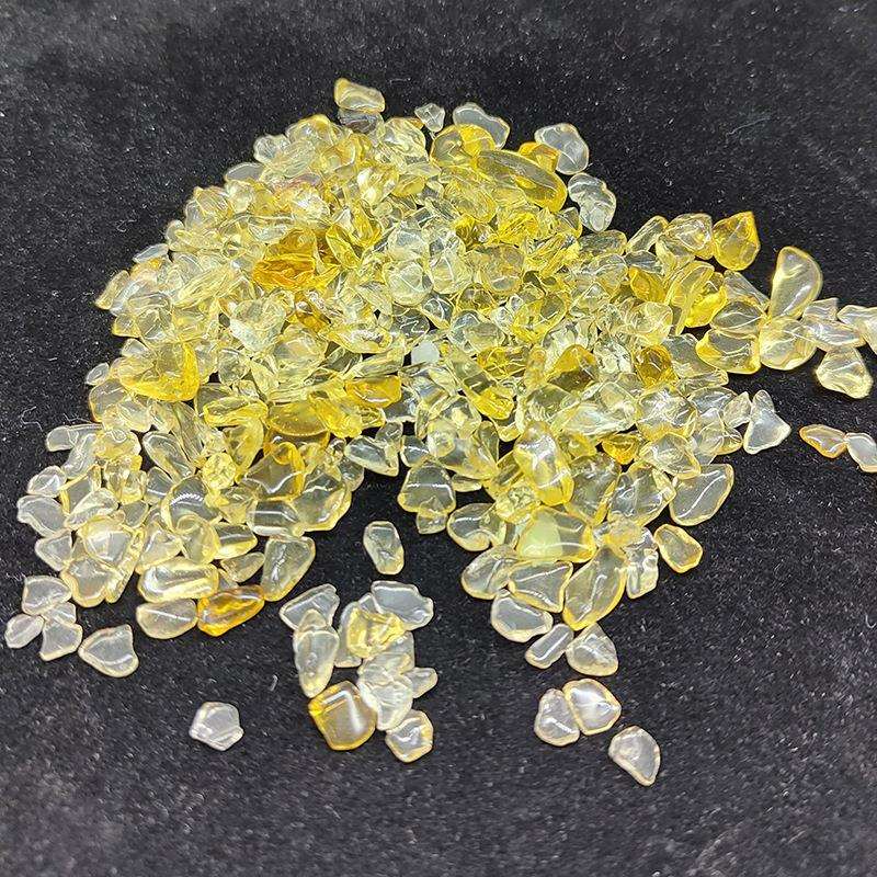 黄水晶小碎石装饰品水晶石头黄水晶碎块黄色散装水晶颗粒摆件
