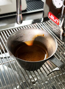 304不锈钢意式浓缩咖啡量杯盎司杯萃取杯带刻度100ml长柄复古白色