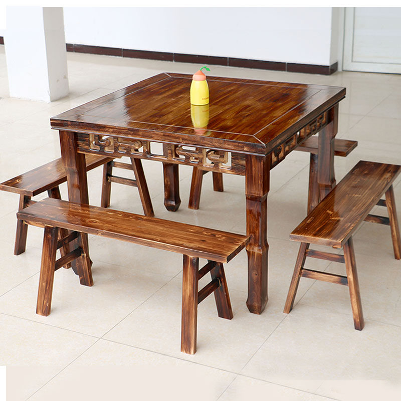 实木餐桌椅组合饭店正方形明清仿古方桌面馆家用四方桌中式八仙桌