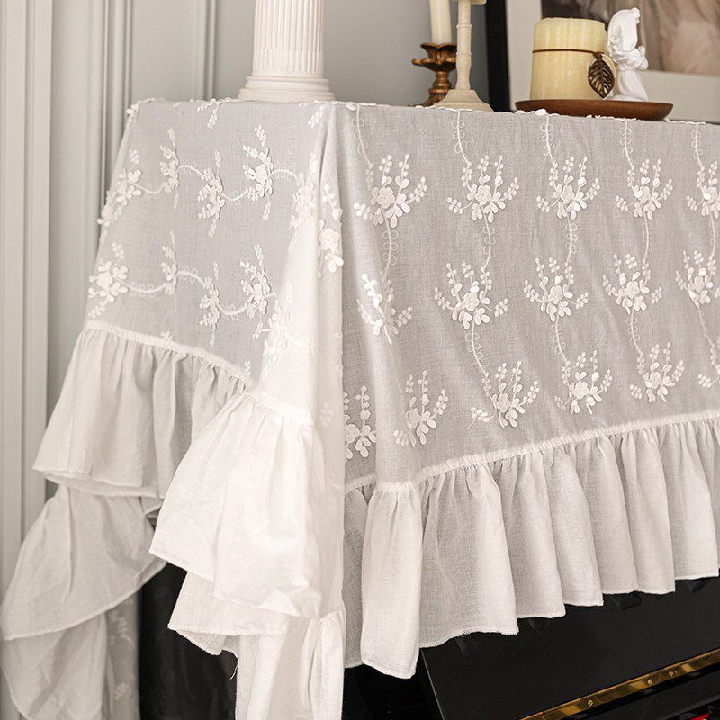 复古蕾丝刺绣钢琴罩半罩全罩古筝防尘罩绣花荷叶边电子琴盖巾盖布