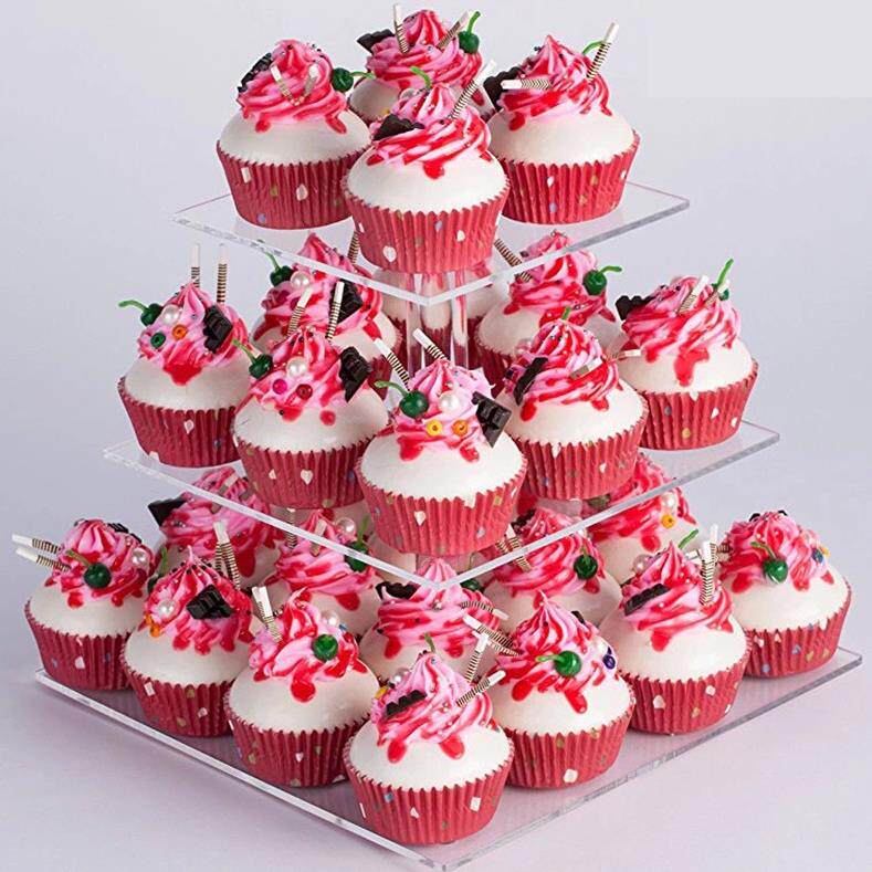 3层方形亚克力蛋糕架 环保蛋糕展示架 婚礼水果展示架 Cake stand