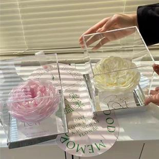 全国秒发源头生产女神奶油芍药花盒亚克力镜面妈妈花工艺品甜心礼