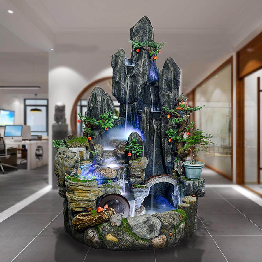 大型假山喷泉流水生财鱼缸水景落地摆件客厅办公室招财加湿器