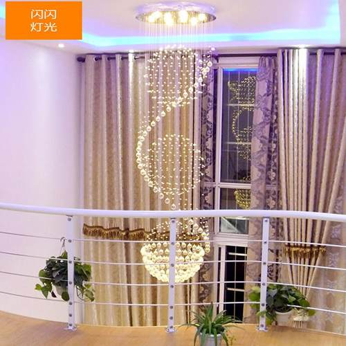 元华楼梯吊灯复式客厅吊灯旋转别墅楼梯间现代简约北欧水晶吊灯