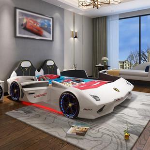 卡通造型儿童汽车床男孩带护栏baby bed民宿酒店亲子房跑车床 car