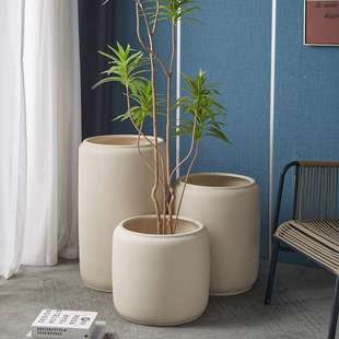 简约轻奢特大号镁泥花盆创意手工高深家庭园艺绿植摆件盆栽装饰