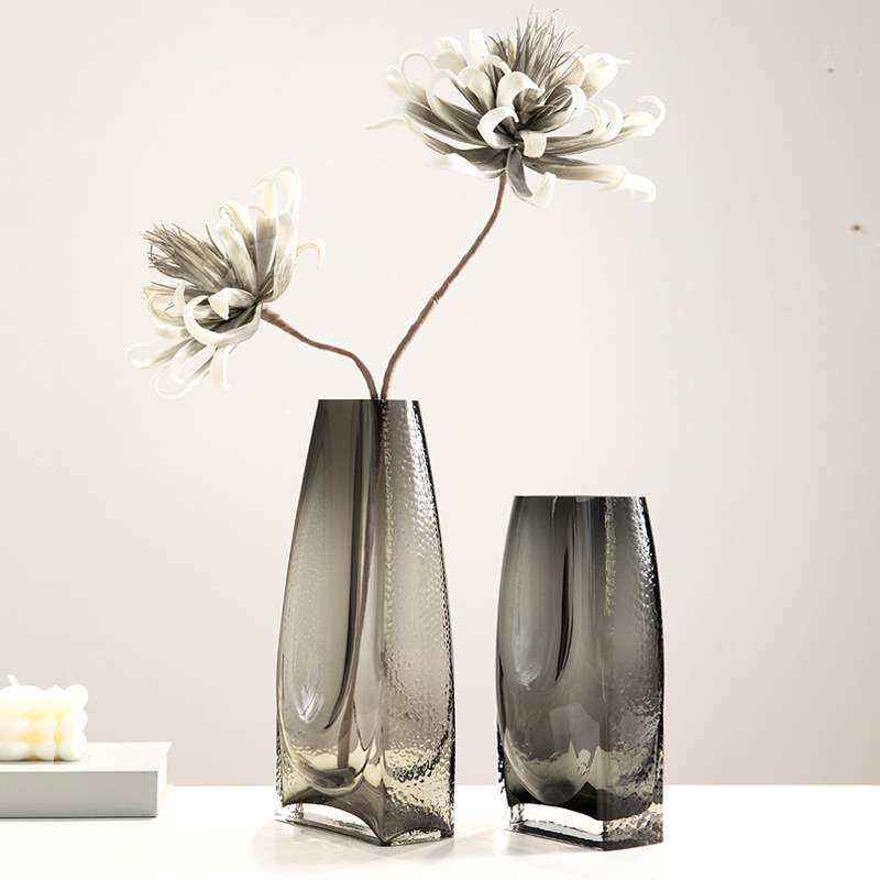 轻奢玻璃花瓶透明扁口创意水培鲜花客厅餐桌样板间插花瓶装饰摆件,3C数码配件,其它配件,淘宝优惠券,粉丝福利购,淘宝优惠卷