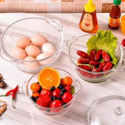 透明耐热玻璃煲大号家用汤碗带盖沙拉碗微波炉专用加热泡面碗