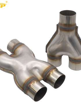 汽车409不锈钢排气管改装Y型三通  H X型四通连接管51 57 63 76MM