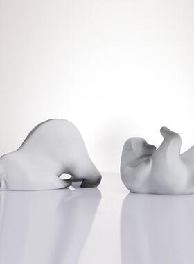 简约现代白色可爱北极熊摆设样板间电视柜玄关桌面装饰树脂摆件