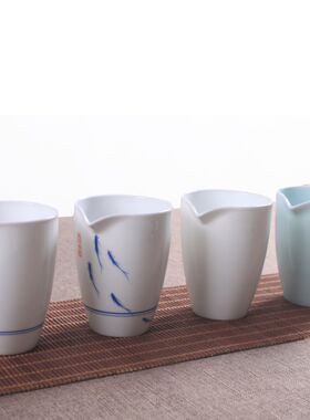 手绘陶瓷公道杯分茶器茶海 青花瓷白瓷青瓷定窑 功夫茶具均杯茶盅
