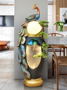 流水幕墙酒店前台入户迎宾别墅客厅鱼池景观假山喷泉落地装饰摆件