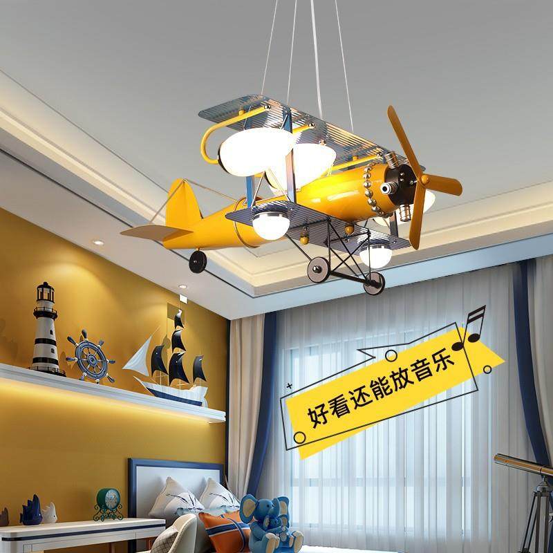 儿童房吊灯 led创意卡通飞机灯战斗机模型幼儿园灯房间卧室装饰灯